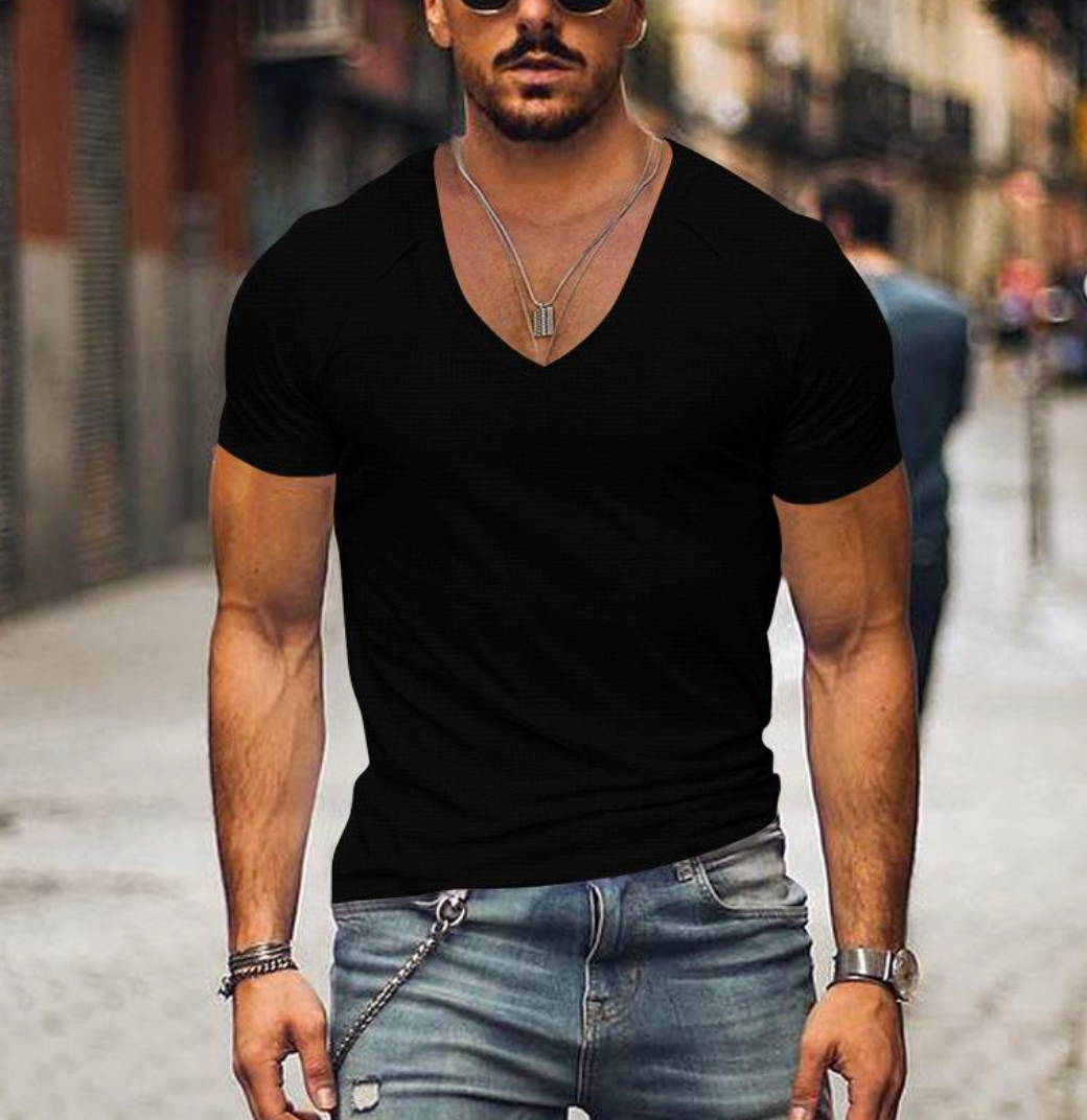 Men's Timo V-neck t-shirt, casual short sleeve top, comfortable everyday wear, regular fit.