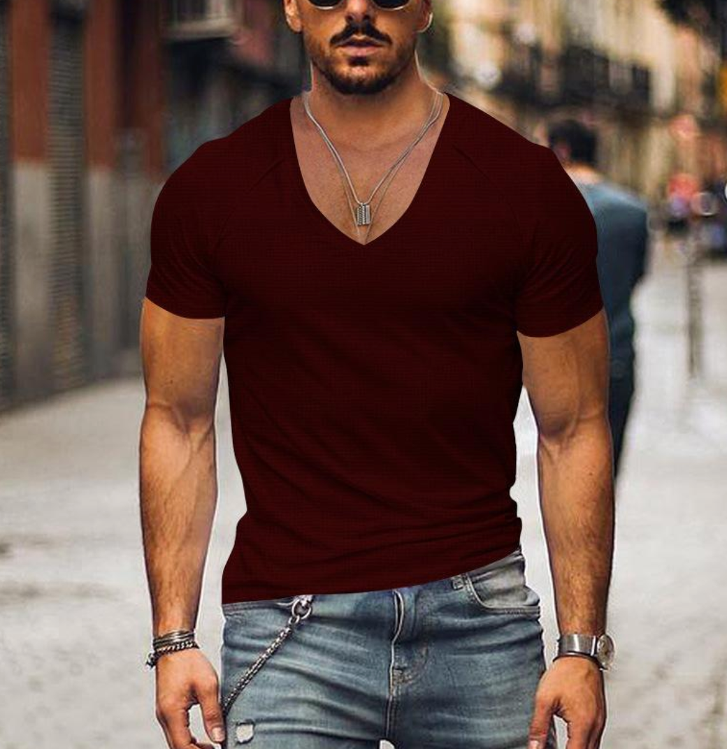 Classic men's V-neck t-shirt, Timo casual everyday top, perfect for a comfortable, versatile summer.
