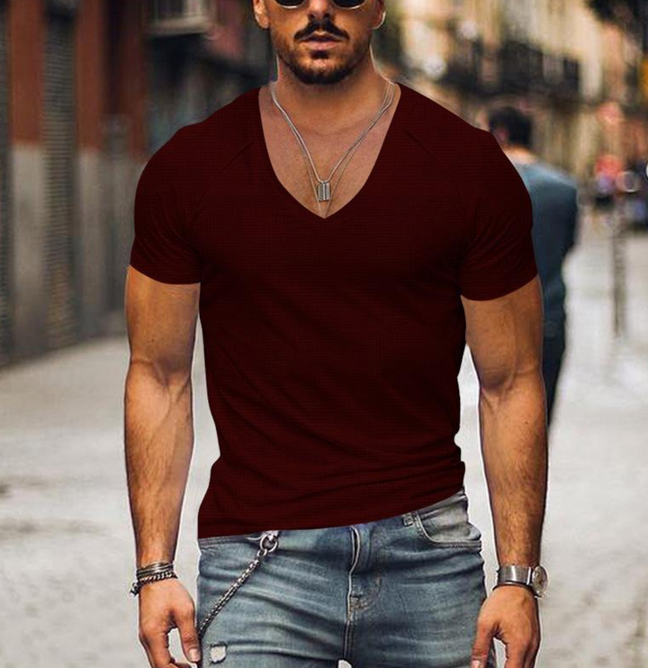 Classic men's V-neck t-shirt, Timo casual everyday top, perfect for a comfortable, versatile summer.
