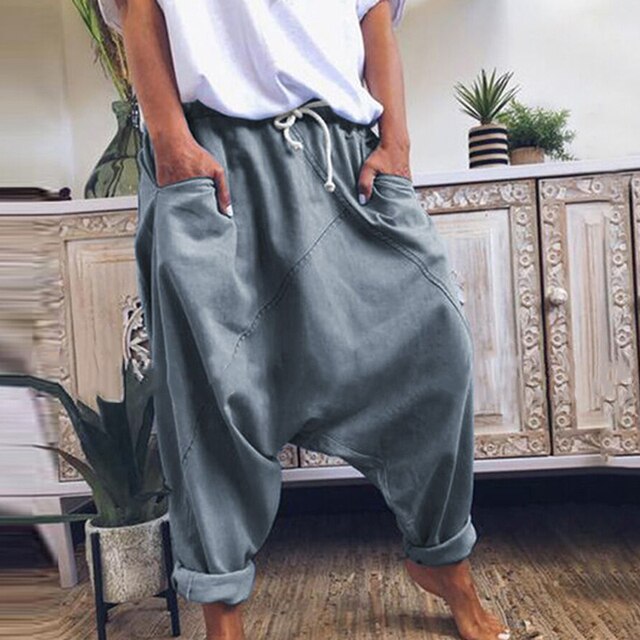 Comfortable men's boho harem pants. Loose fit, wide leg, perfect for relaxed style and casual everyday wear.