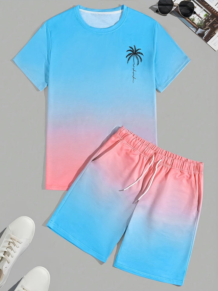 Lightweight men's summer t-shirt & shorts set for ultimate comfort. Trendy casual wear, great for warm weather.