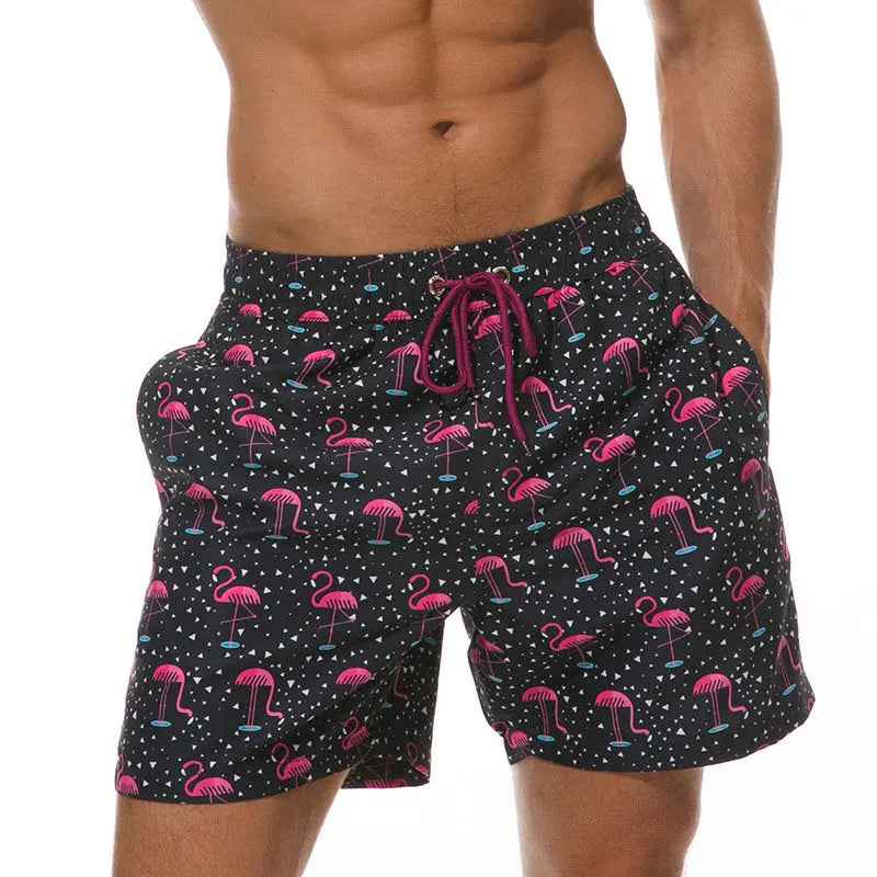 Holiday essential: Men's tropical swim trunks, pineapple pattern, comfortable for beach & pool.