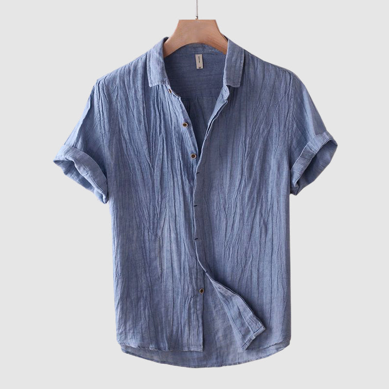 Men's Tuscan style short sleeve shirt, ideal for summer casual wear & vacations. Lightweight & breathable.