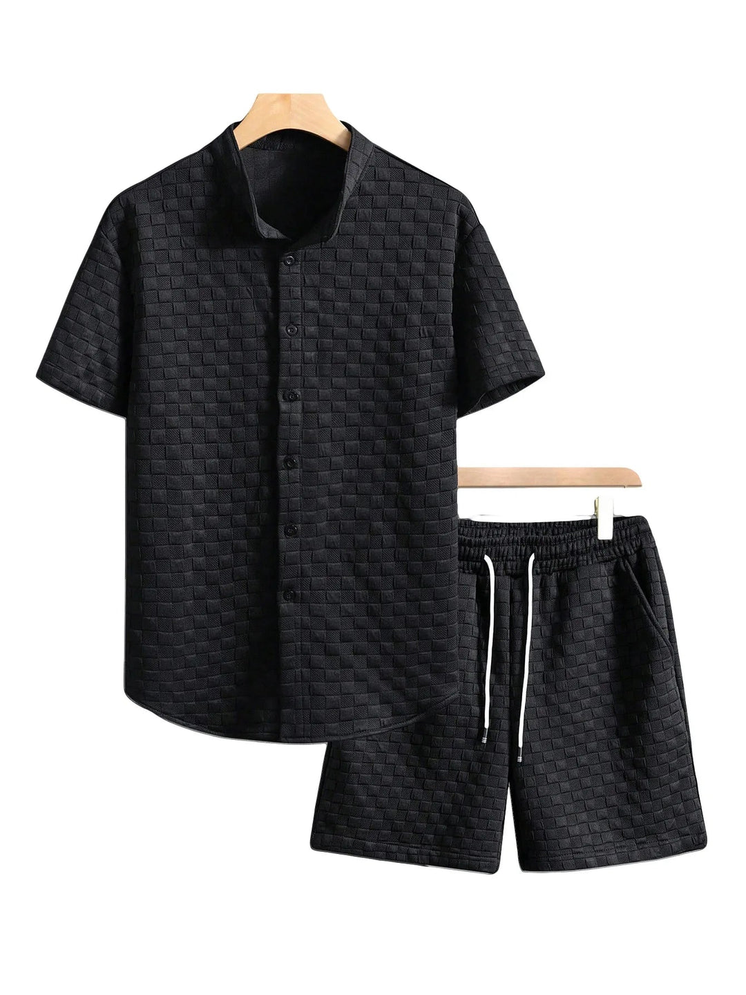 Casual men's matching shirt & shorts for a stylish summer outfit. Great for vacation, beach, or resort wear.