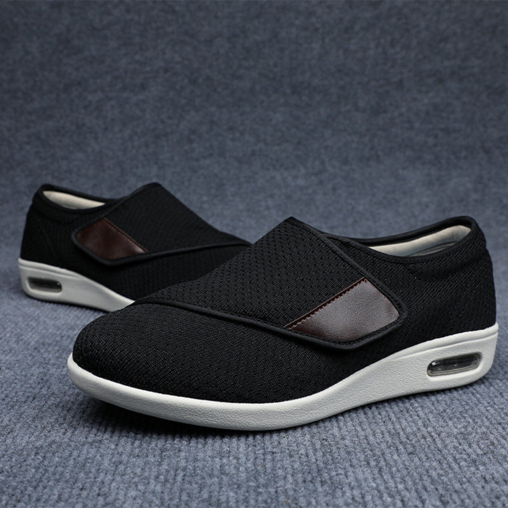 Men's ultra-comfort wide fit diabetic shoes in black, designed for sensitive feet & everyday walking.