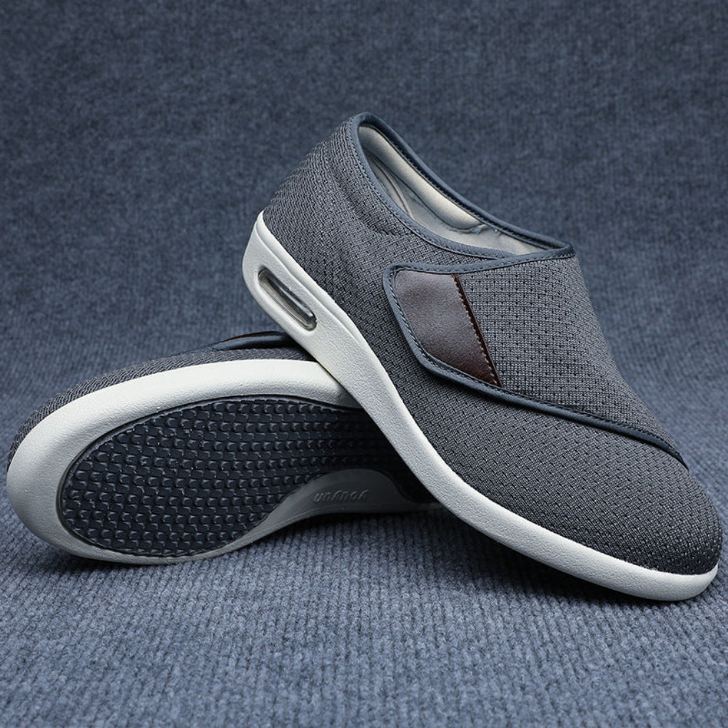 Breathable slip-on therapeutic men's shoes with extra wide fit, ideal for sensitive diabetic feet.