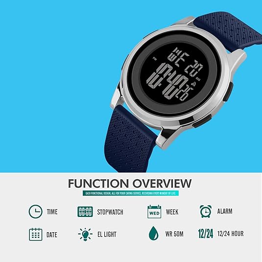 Men's waterproof digital sports watch, ultra-slim design for active and adventurous men.