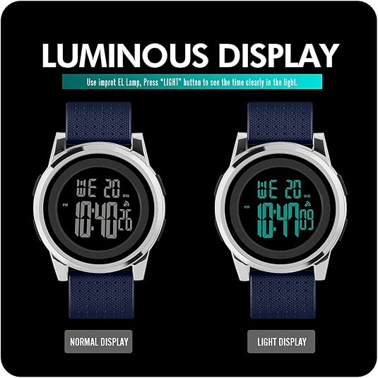 Ultra-slim digital sports watch for men, durable & waterproof with clear LED display.