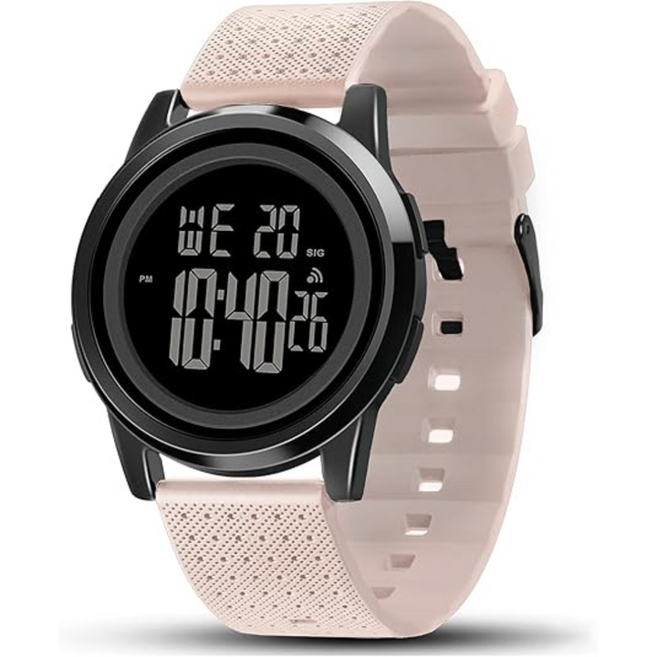 Waterproof men's digital sports watch with chronometer, ultra-slim design for athletes.