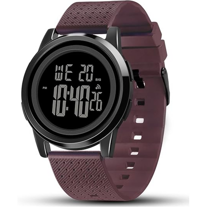 Ultra-slim men's digital sports watch, sleek design, waterproof & durable for active men.