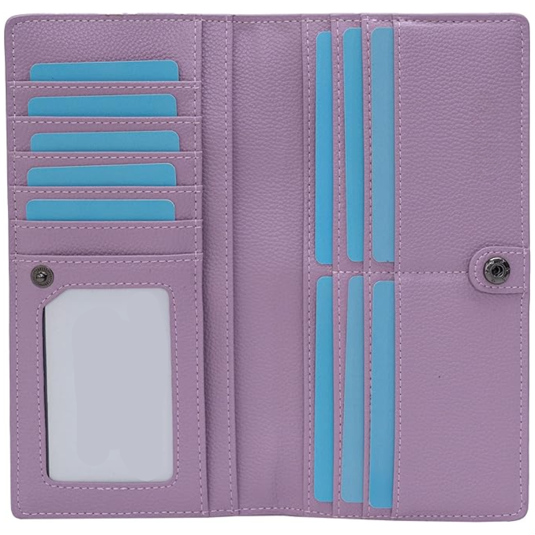 Men's compact travel wallet with RFID blocking, sleek design, perfect for carrying cards.