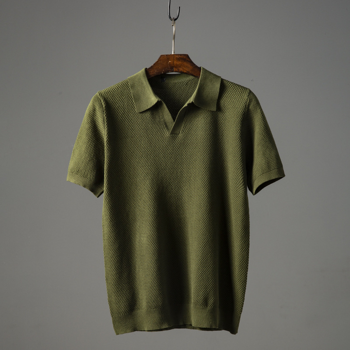 Gray men's Molner performance polo shirt. Classic, versatile, soft top for everyday comfort and casual apparel.
