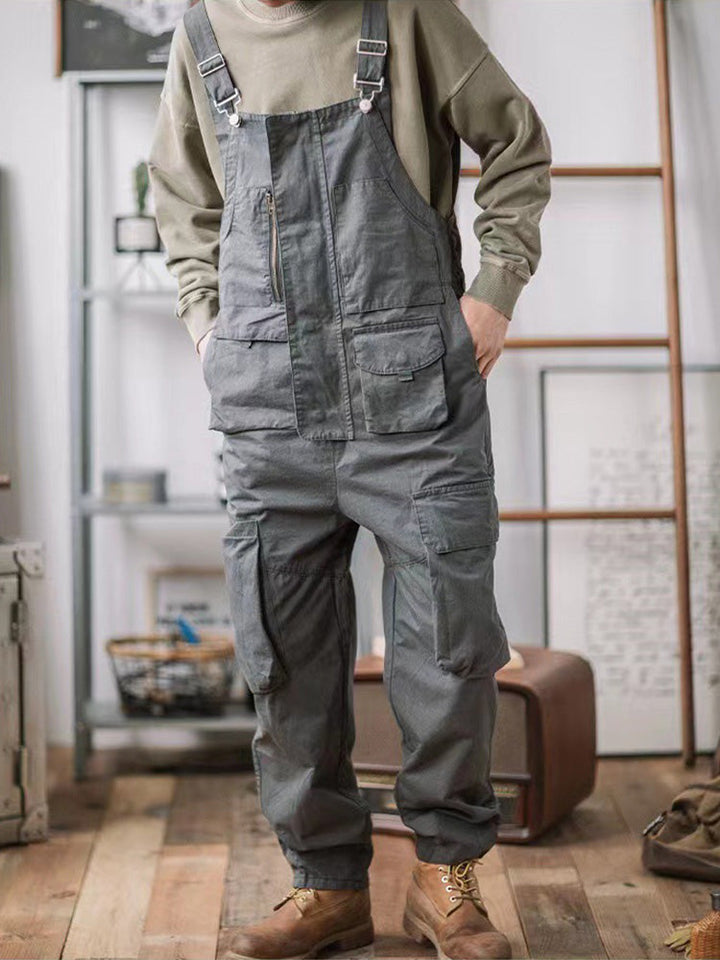 Stylish men's relaxed fit cargo jumpsuit, versatile for men's fashion, workwear, or outdoor adventures.