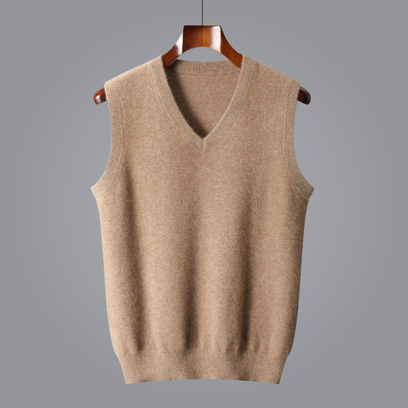 Men's V-neck knit vest in a smart casual style, perfect for layering.