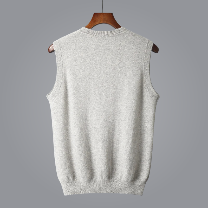 Smart casual men's knit vest with V-neck, essential for versatile layering.