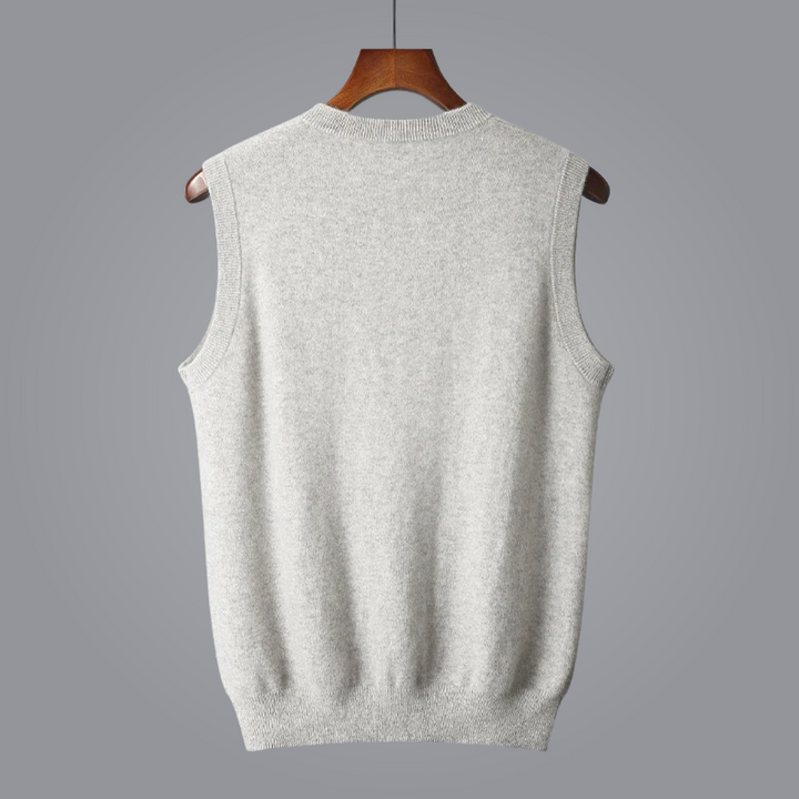 Smart casual men's knit vest with V-neck, essential for versatile layering.