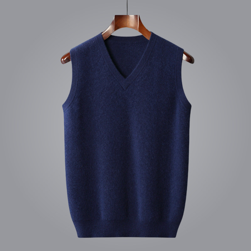 All-season men's knit V-neck vest, perfect for adding a smart casual layer to any outfit.
