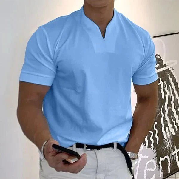 Men's V-neck athletic t-shirt, quick-dry for intense workouts & casual summer days.