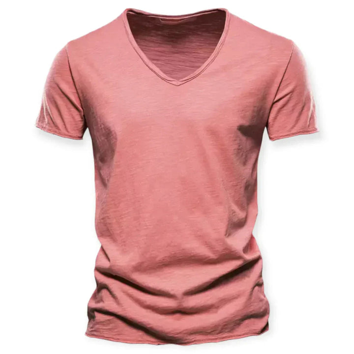 Everyday men's V-neck t-shirt, a soft, short sleeve option for relaxed fit and versatile layering.