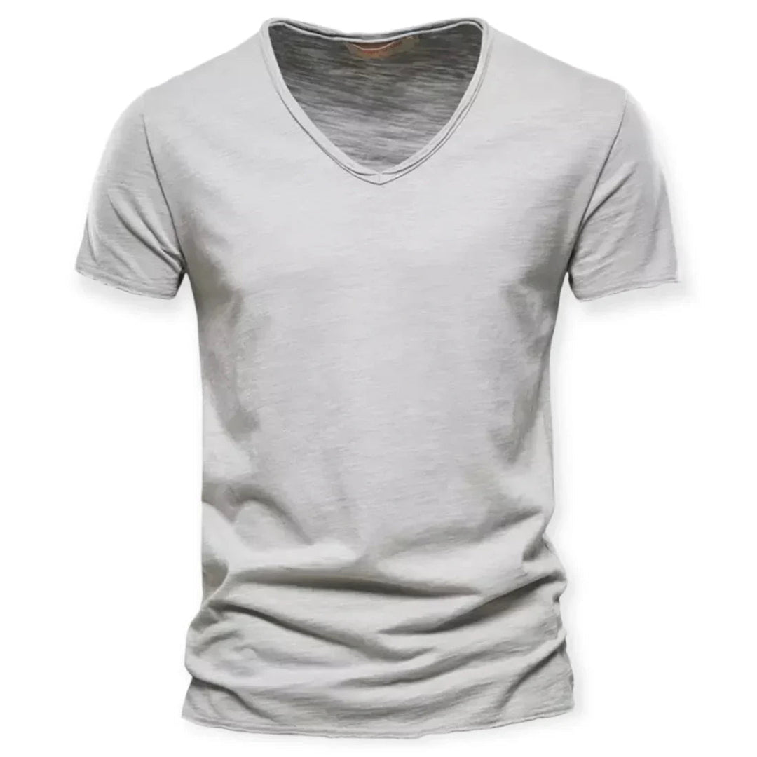 Casual men's V-neck tee, a perfect short sleeve top for everyday wear, comfort, and relaxed style.