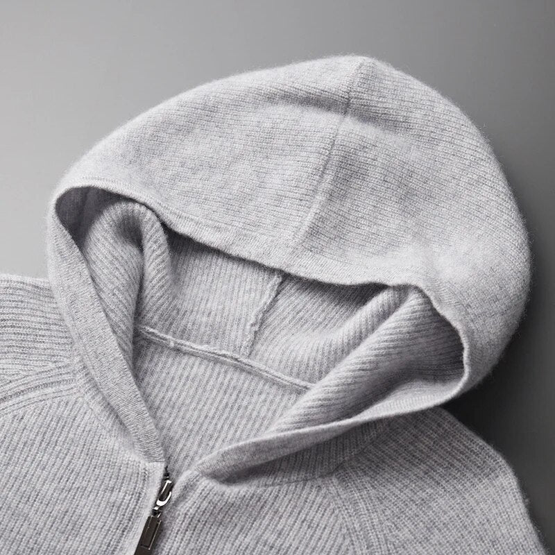 Luxurious men's Valletta ultra-soft pullover hoodie in gray. Cozy and comfortable casual wear.