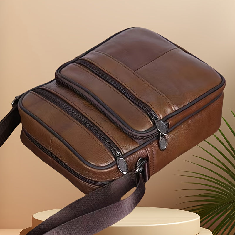 Stylish black shoulder messenger bag for men, featuring an adjustable strap for comfortable wear.