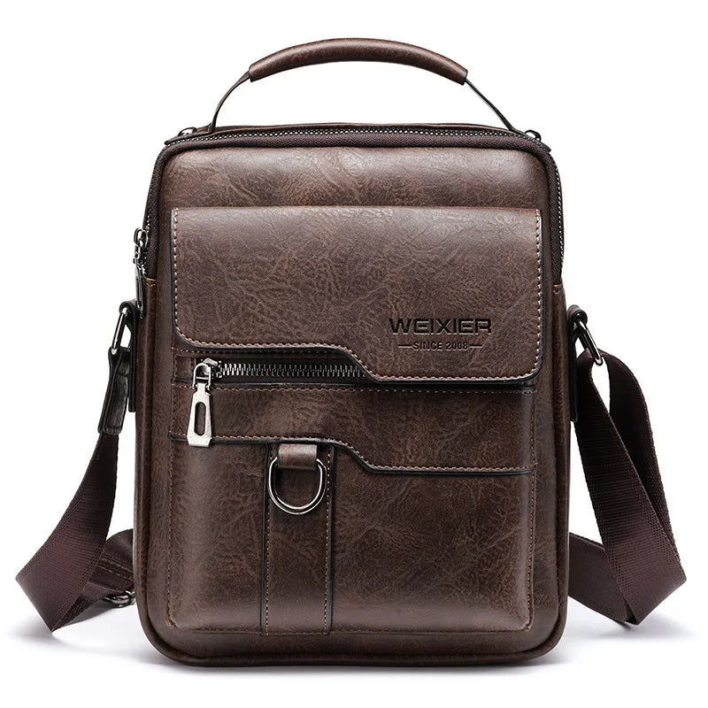 Men's versatile black shoulder bag, durable and adjustable for work, travel, or everyday use.