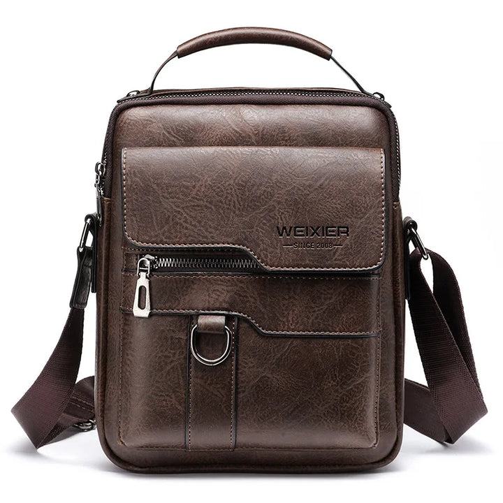 Men's versatile black shoulder bag, durable and adjustable for work, travel, or everyday use.