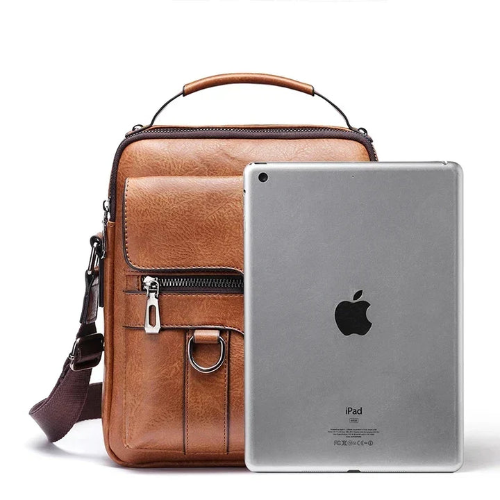 Spacious and organized men's shoulder bag for professionals, commuters, and everyday essentials.