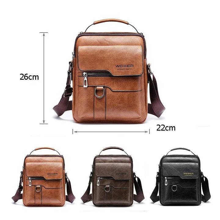 Stylish men's cross-body bag, durable for work and leisure, with an adjustable strap for comfort.