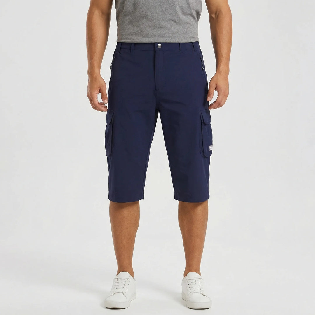 Utility cargo shorts for men, multi-pocket design, ideal for outdoor & travel.