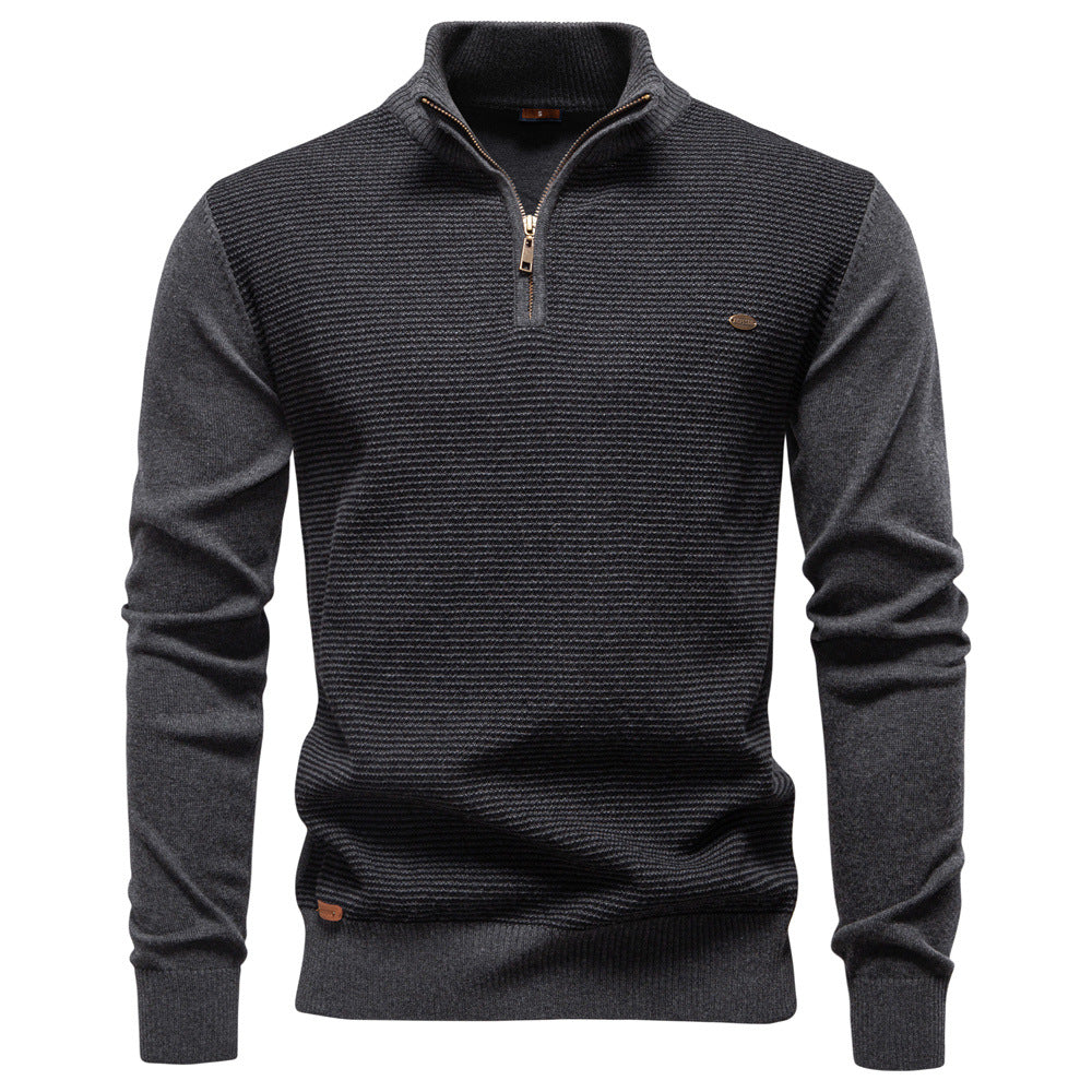 Men's versatile half-zip pullover sweater, modern knitwear for casual & smart-casual looks.