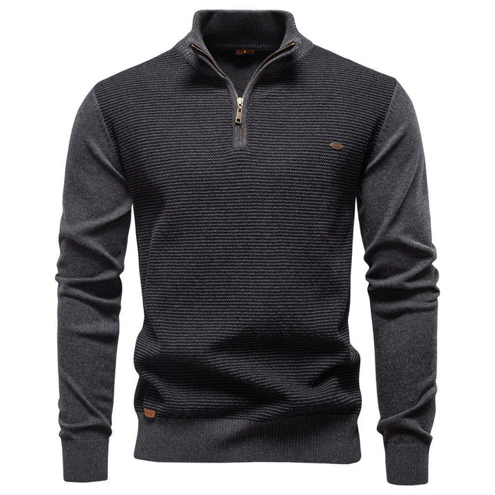 Men's versatile half-zip pullover sweater, modern knitwear for casual & smart-casual looks.
