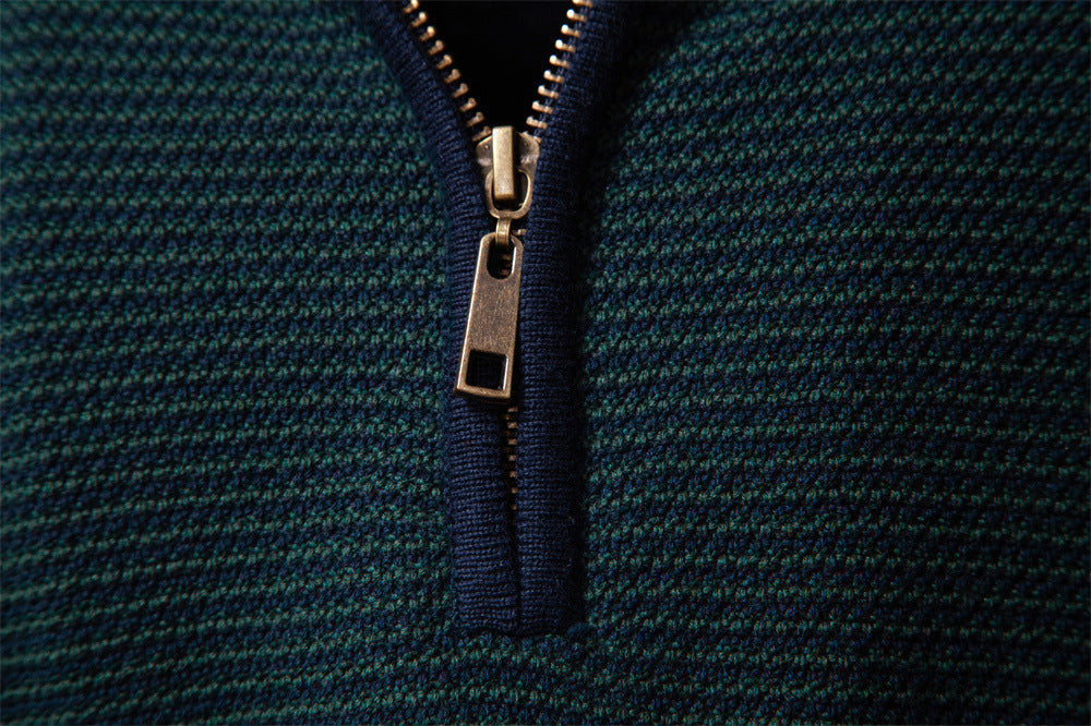 Men's casual half-zip pullover sweater. Comfortable, versatile knitwear for everyday modern style.