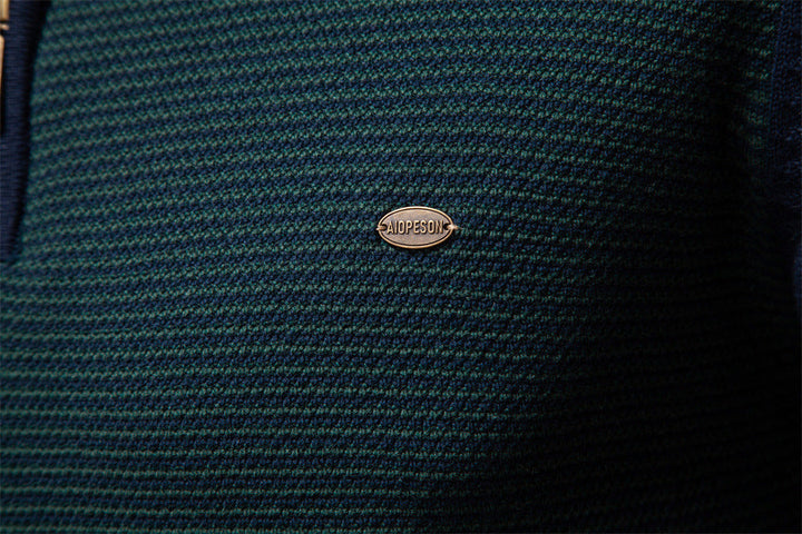 Men's half-zip pullover sweater. Ideal layering piece, comfortable & modern for smart-casual wear.