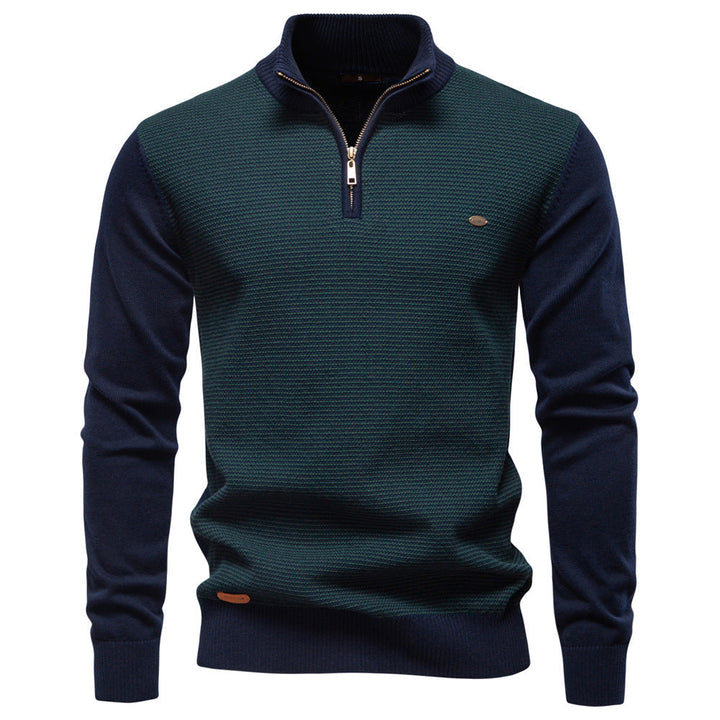 Comfortable men's half-zip sweater. Soft knit pullover, ideal for everyday wear & layering.