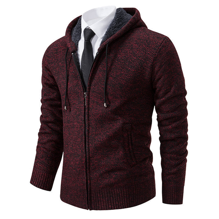 Casual men's zip-up hoodie jacket, ideal for versatile everyday comfort. Essential fall & winter outerwear layer.