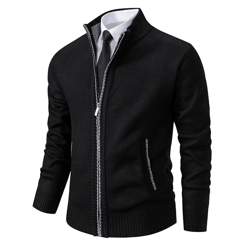 Comfortable men's zip-up hoodie jacket, a modern and versatile outerwear piece for casual fall/winter layers.