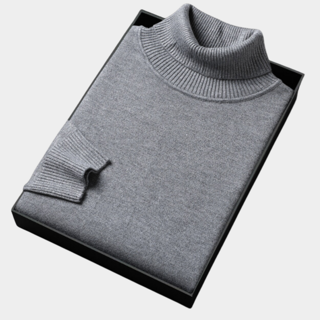 Versatile men's vibrant knit roll neck sweater, perfect for stylish occasions & winter fashion.