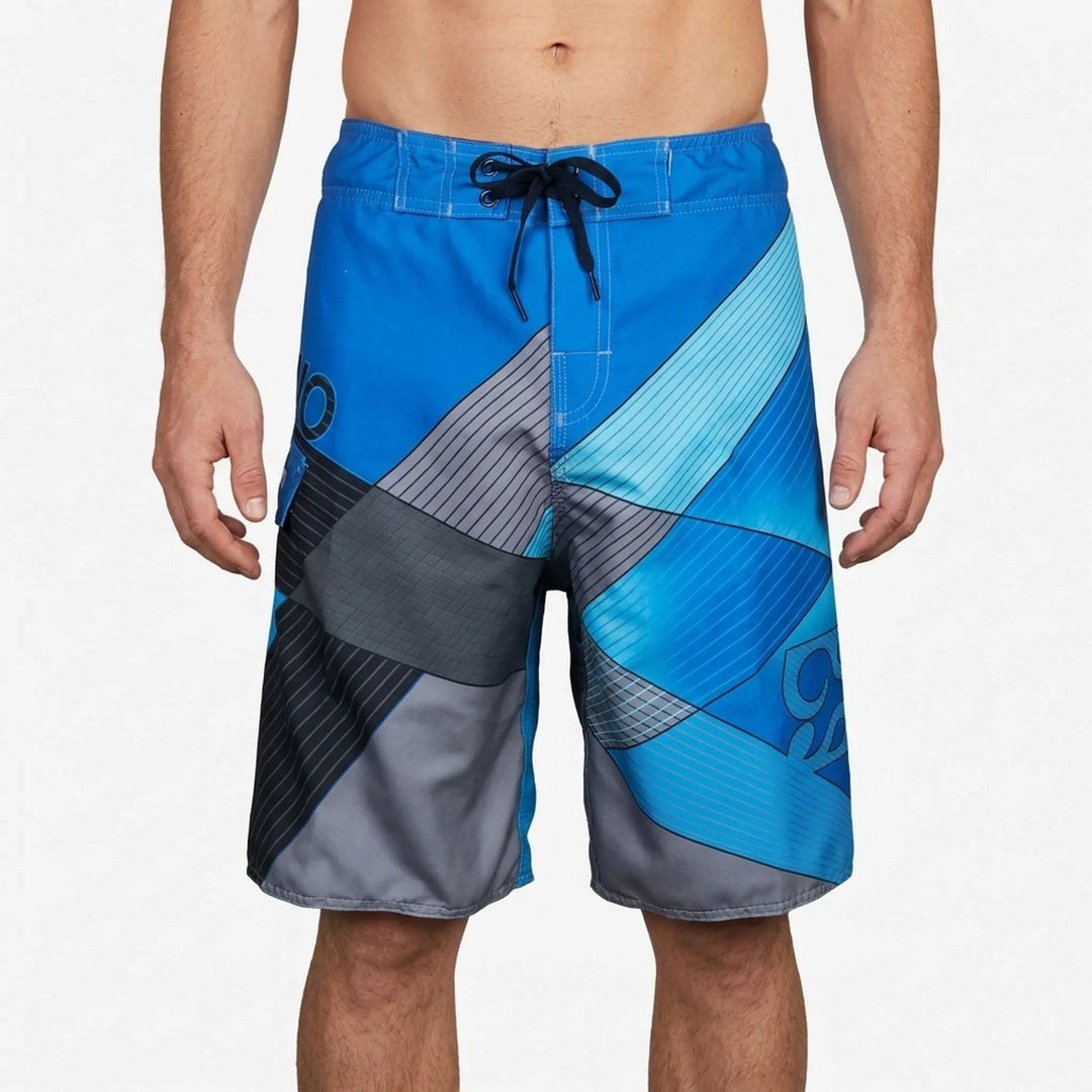 Vibrant printed men's swim trunks, quick-dry for vacation essentials & summer fashion.