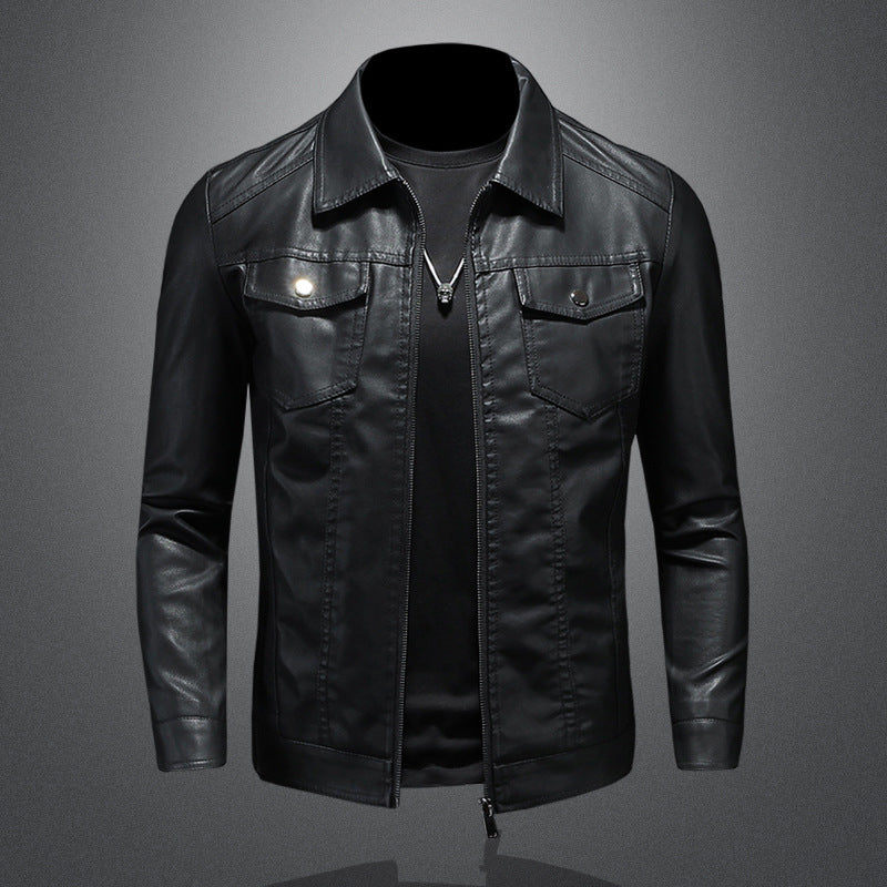 Stylish men's black vintage jacket, offering timeless classic outerwear fashion & everyday comfort. Versatile men's clothing.