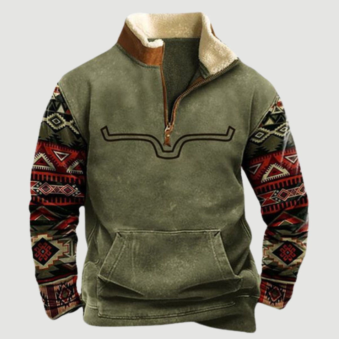 Men's "Felix" vintage fleece zip jumper, a warm, stylish winter pullover for comfortable casual wear.