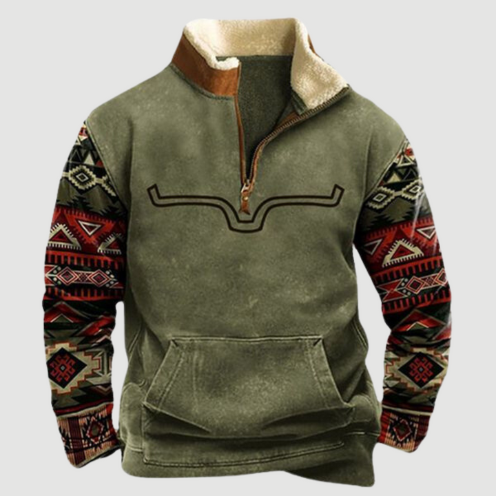 Men's "Felix" vintage fleece zip jumper, a warm, stylish winter pullover for comfortable casual wear.