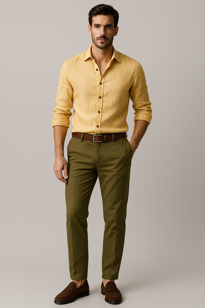 Men's vintage long-sleeve button-up shirt for a smart-casual everyday look.