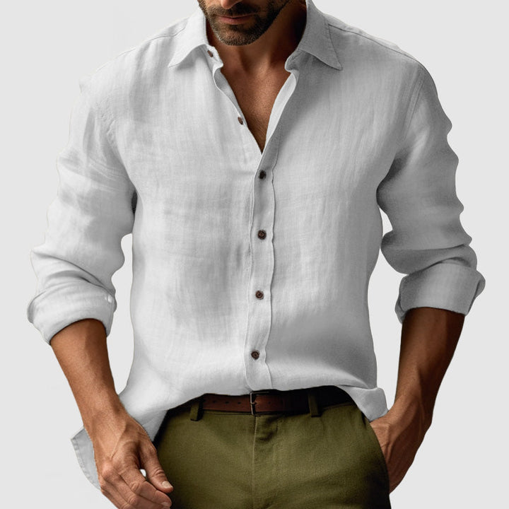 Everyday men's vintage long-sleeve button-up shirt, perfect for a smart-casual and classic look.