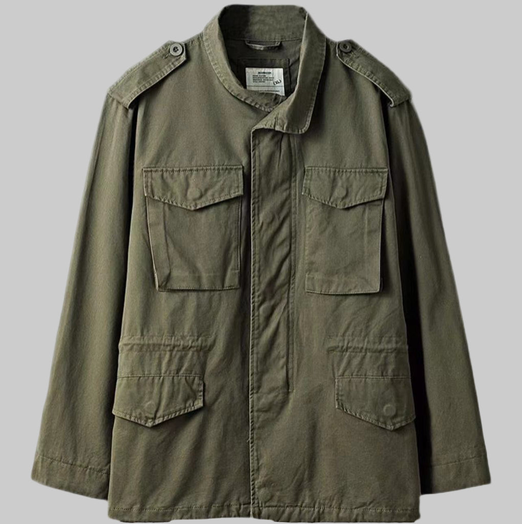 Stylish men's vintage military field jacket, perfect for practical, rugged outerwear & casual fashion.