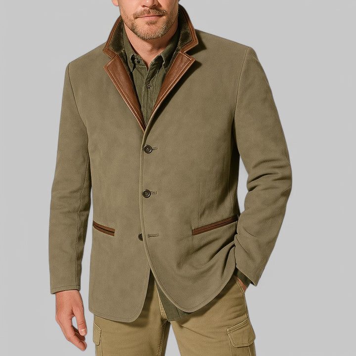 Men's classic vintage blazer, perfect fall apparel for smart casual or outdoor layering.