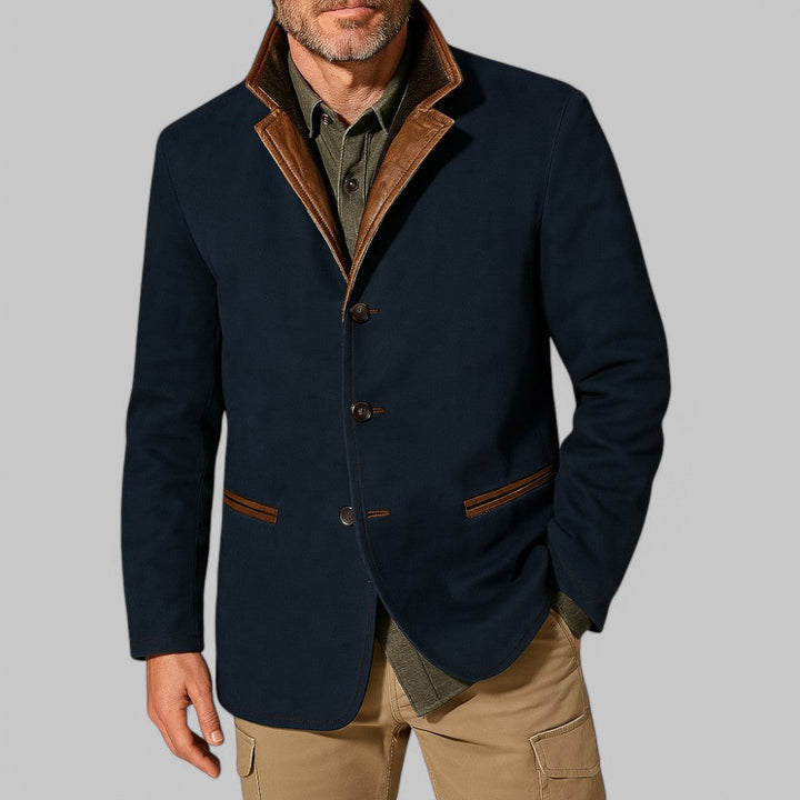 Durable men's vintage style blazer, a classic autumn outdoor jacket and layering piece for fall fashion.