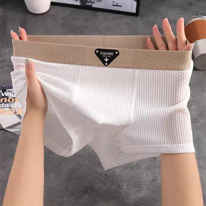 Stylish men's waffle knit boxers, versatile for loungewear or casual home comfort.