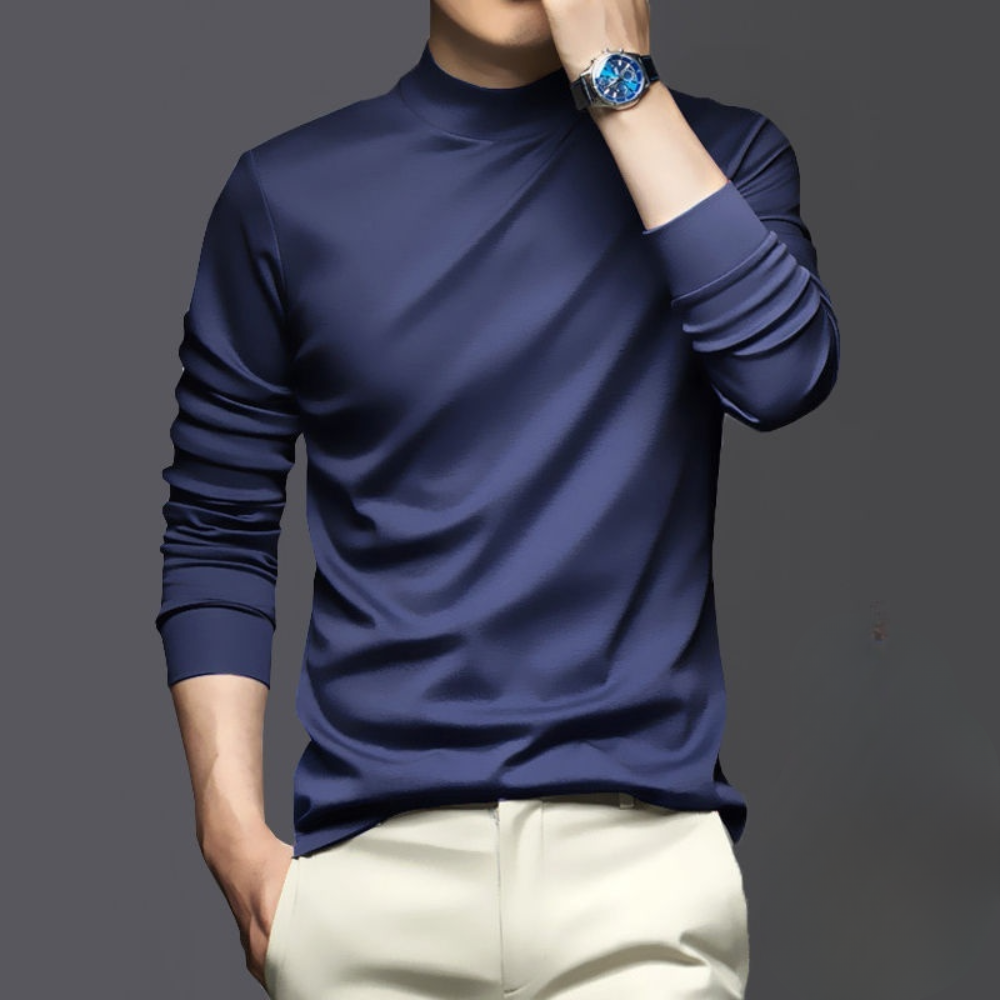 Dario men's comfortable long sleeve shirt, ideal for warm winter layering. Breathable, wrinkle-free polyester casual wear.